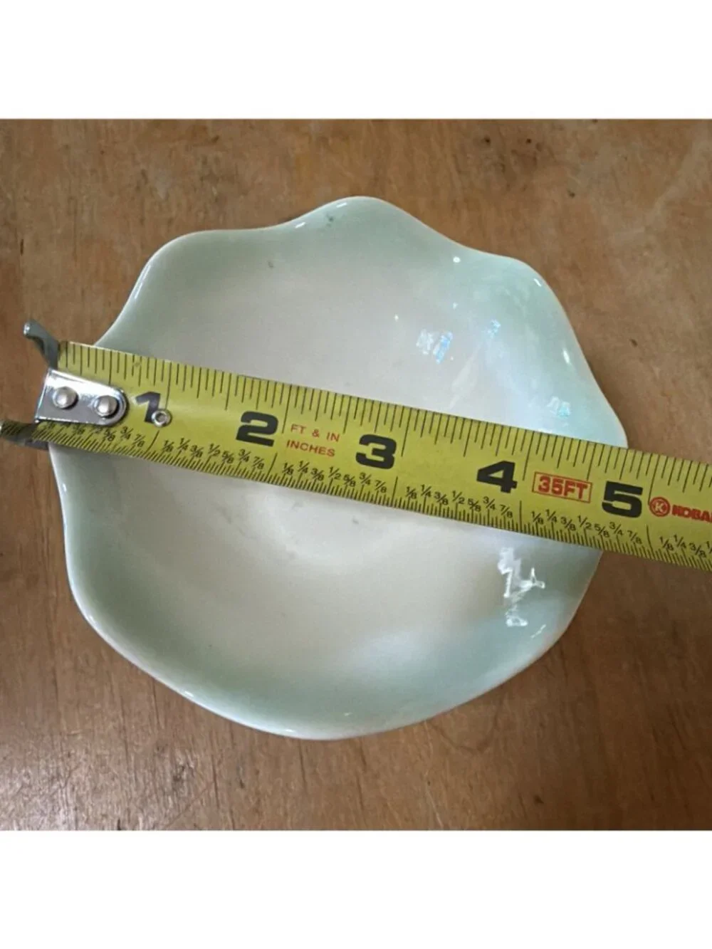 Tachikichi Vintage Pedestal Desert Candy Dish Ice Cream Bowl Scalloped Green